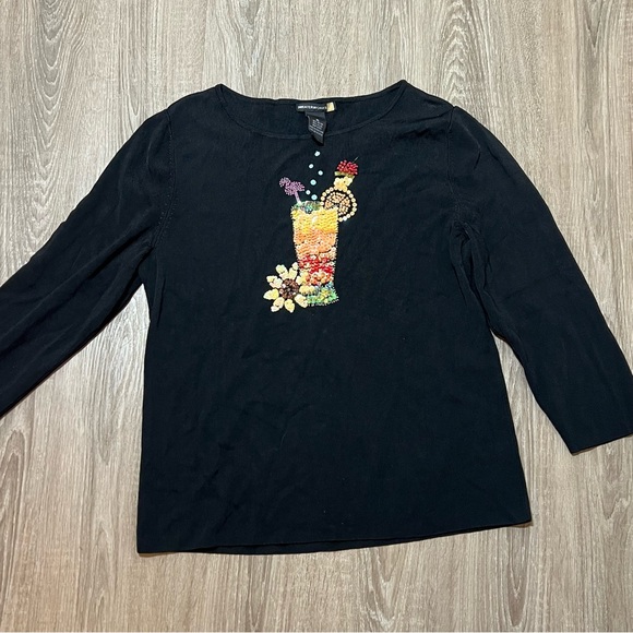 Sweaterworks Tops - Sweaterworks Shirt Womens Sz XL Black Embellished Beaded Cocktail Vacation Party